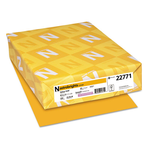 Wausau paper - astrobrights colored card stock, 65 lbs., 8-1/2 x 11, galaxy gold, 250 sheets, sold as 1 pk