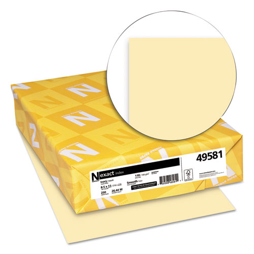 Image of Exact Index Card Stock, 110 lb Index Weight, 8.5 x 11, Ivory, 250/Pack
