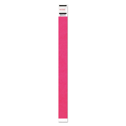 Crowd Management Wristbands, Sequentially Numbered, 9.75" x 0.75", Neon Pink, 500/Pack