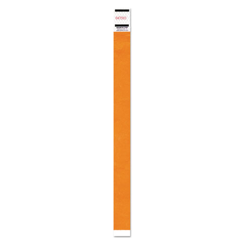 Crowd Management Wristbands, Sequentially Numbered, 9.75" x 0.75", Neon Orange, 500/Pack