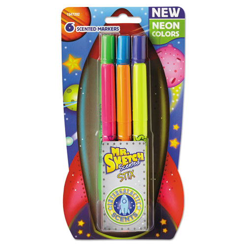 Mr. Sketch® Scented Stix Markers, Assorted Intergalatic Neon Colors, 6/Set