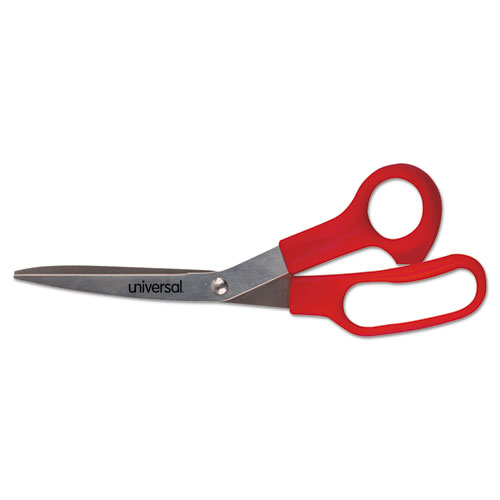 Image of General Purpose Stainless Steel Scissors, 7.75" Long, 3" Cut Length, Red Offset Handles, 3/Pack