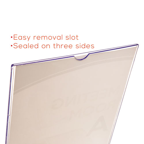 Image of Deflecto® Superior Image Slanted Sign Holder With Front Pocket, 9W X 4.5D X 10.75H, Clear