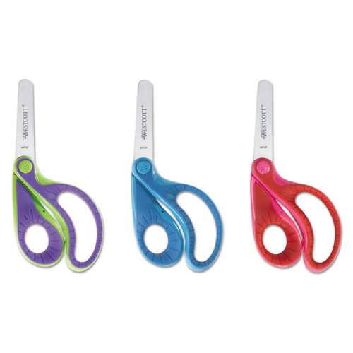 Westcott® Ergo Jr. Kids' Scissors, Blunt Tip, 5" Long, 1 1/2" Cut, Right Hand, Assorted