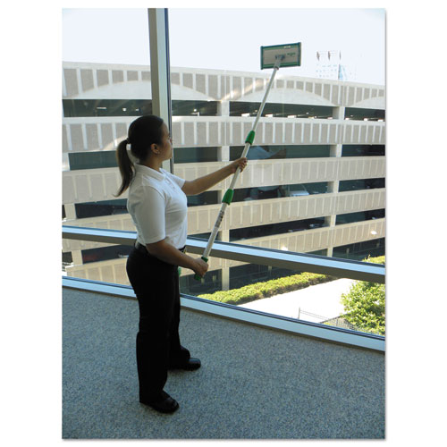 SpeedClean Window Cleaning Kit, 72" to 80", Extension Pole With 8" Pad Holder, Silver/Green