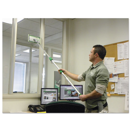 Image of Unger® Speedclean Window Cleaning Kit, 72" To 80", Extension Pole With 8" Pad Holder, Silver/Green
