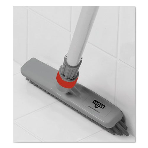 Image of Unger® Smartcolor Swivel Corner Brush, Black Polypropylene Bristles, 8.83" Brush, Gray Plastic Handle