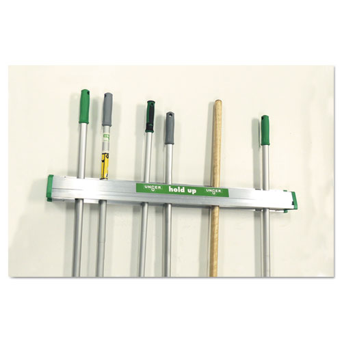 Hold Up Aluminum Tool Rack, 36w x 3.5d x 3.5h, Aluminum/Green