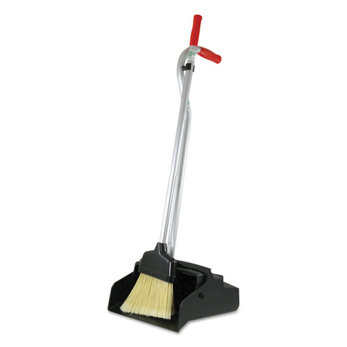 Unger® Ergo Dustpan With Broom, 12W X 33H, Metal With Vinyl Coated Handle, Red/Silver