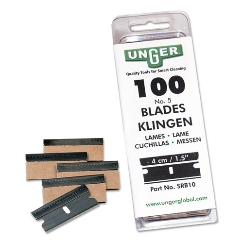 Unger® Safety Scraper Replacement Blades, #9, Stainless Steel, 100/Box