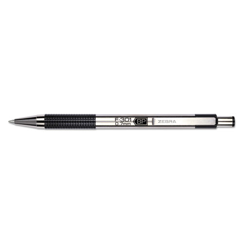 Zebra® F-301 Ballpoint Retractable Pen, Black Ink, Bold, Dozen