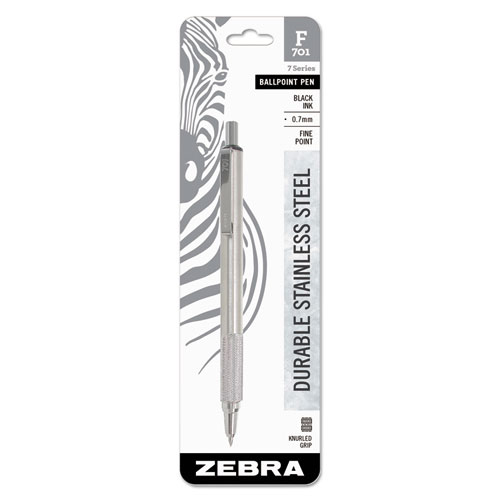 Zebra® F-701 Retractable Ballpoint Pen, 0.7mm, Black Ink, Fine