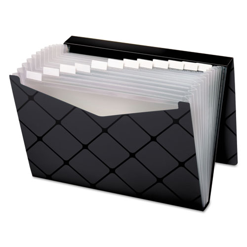 Image of Pendaflex® Poly Expanding File, 1.5" Expansion, 13 Sections, Cord/Hook Closure, 1/12-Cut Tabs, Letter Size, Black