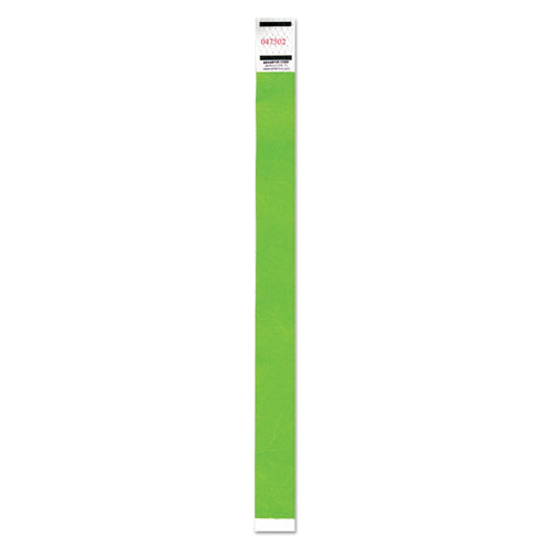 Crowd Management Wristbands, Sequentially Numbered, 9.75" x 0.75", Neon Green, 500/Pack