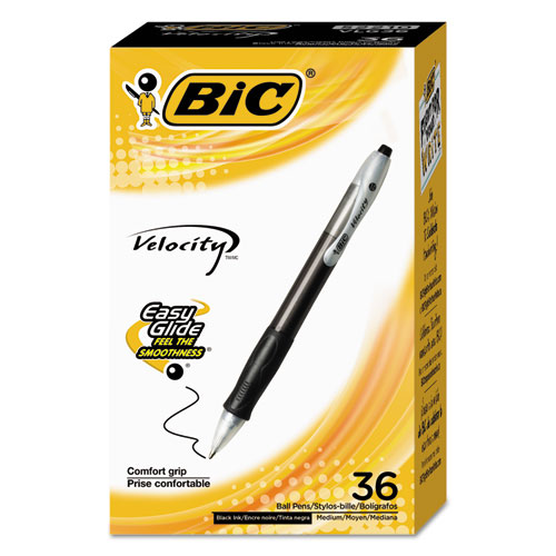 Image of Velocity Easy Glide Ballpoint Pen Value Pack, Retractable, Medium 1 mm, Black Ink, Black Barrel, 36/Pack