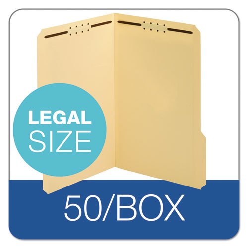 Top Tab 2-Fastener Folder, 1/3-Cut Tabs, Legal Size, Manila, 50/Box