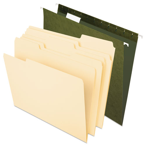 Combo Filing Kit, Letter Size, 1/3-Cut File Folders, 1/5-Cut Hanging File Folders, Assorted, 25 Sets