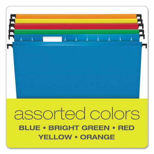 Image of Pendaflex® Surehook Hanging Folders, Letter Size, 1/5-Cut Tabs, Assorted Colors, 20/Box