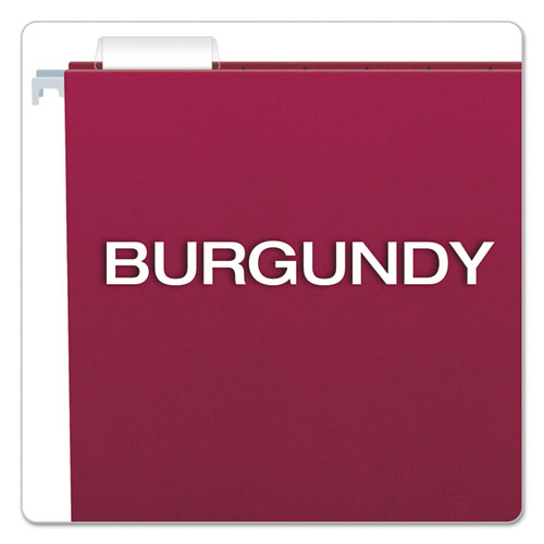 Colored Hanging Folders, Letter Size, 1/5-Cut Tab, Burgundy, 25/Box