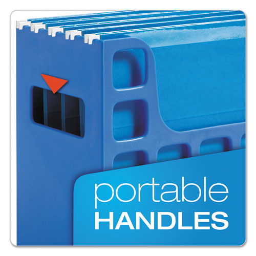 Image of Desktop File With Hanging Folders, Letter Size, 6" Long, Blue