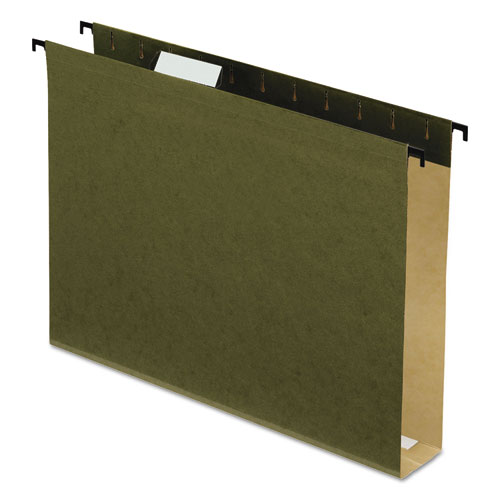 Image of Extra-Capacity SureHook Hanging Folders, 2" Capacity, Letter Size, 1/5-Cut Tabs, Standard Green, 20/Box