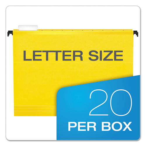 Image of SureHook Hanging Folders, Letter Size, 1/5-Cut Tabs, Yellow, 20/Box