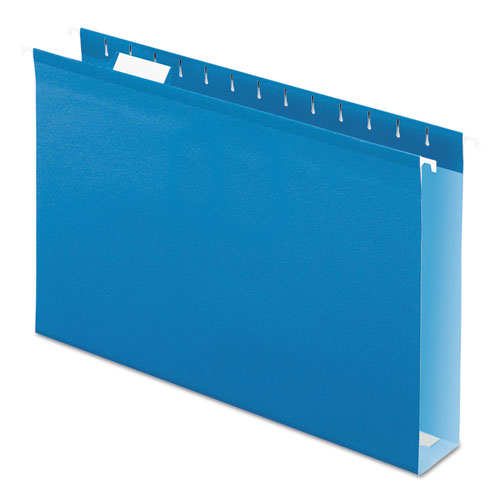 Extra Capacity Reinforced Hanging File Folders with Box Bottom, 2" Capacity, Legal Size, 1/5-Cut Tabs, Blue, 25/Box