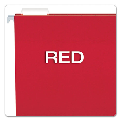 Colored Hanging Folders, Letter Size, 1/5-Cut Tabs, Red, 25/Box