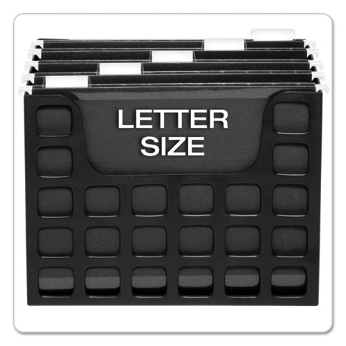 Image of Desktop File With Hanging Folders, Letter Size, 6" Long, Black