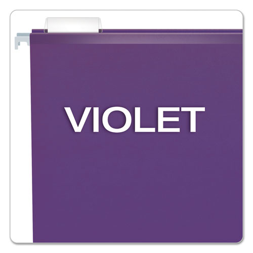 Image of Colored Reinforced Hanging Folders, Letter Size, 1/5-Cut Tabs, Violet, 25/Box