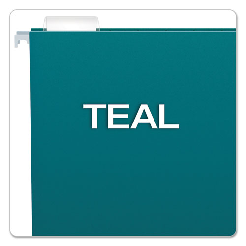 Image of Pendaflex® Colored Hanging Folders, Letter Size, 1/5-Cut Tabs, Teal, 25/Box