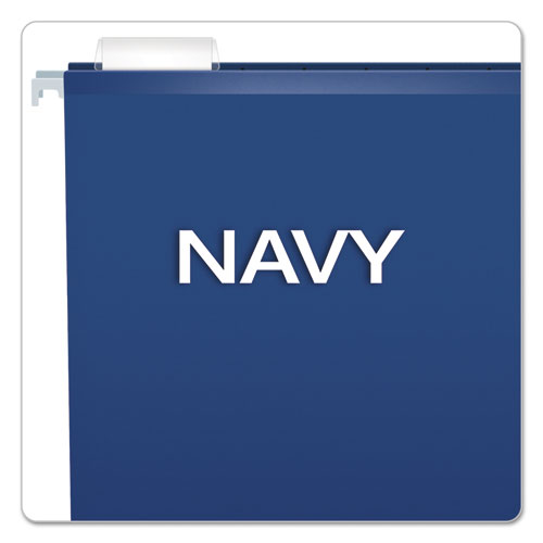 Image of Pendaflex® Colored Reinforced Hanging Folders, Letter Size, 1/5-Cut Tabs, Navy, 25/Box