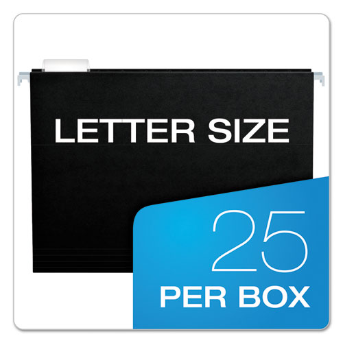 Image of Pendaflex® Colored Hanging Folders, Letter Size, 1/5-Cut Tabs, Black, 25/Box