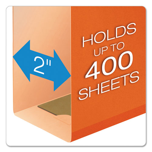 Extra Capacity Reinforced Hanging File Folders with Box Bottom, 2" Capacity, Letter Size, 1/5-Cut Tabs, Orange, 25/Box