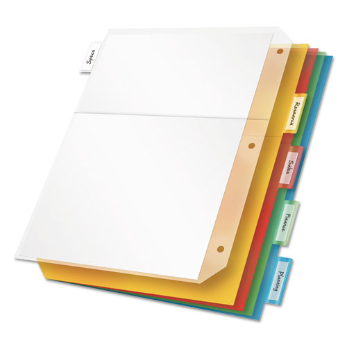 Image of Poly Ring Binder Pockets, 8.5 x 11, Letter, Assorted Colors, 5/Pack