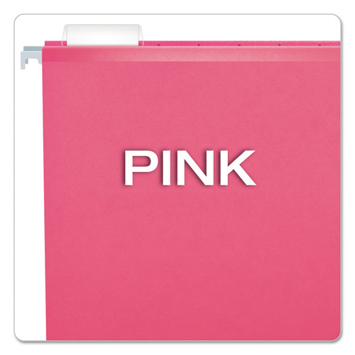 Image of Colored Reinforced Hanging Folders, Letter Size, 1/5-Cut Tabs, Pink, 25/Box