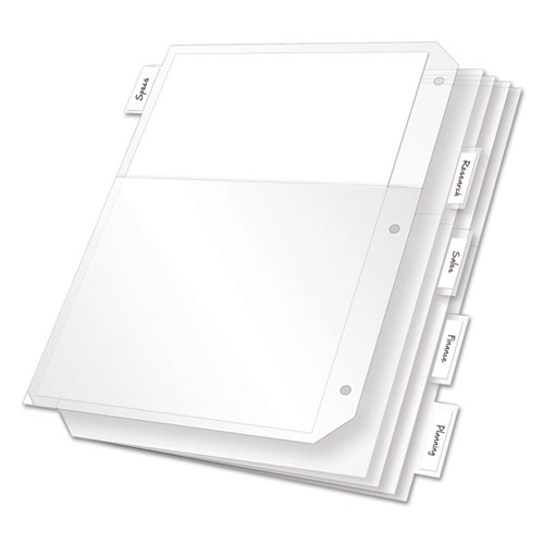 Image of Poly Ring Binder Pockets, 8.5 x 11, Clear, 5/Pack