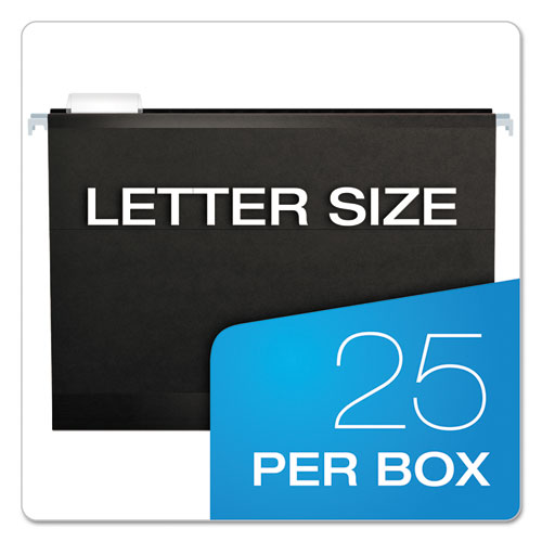 Image of Pendaflex® Colored Reinforced Hanging Folders, Letter Size, 1/5-Cut Tabs, Black, 25/Box