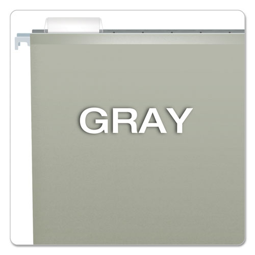 Image of Colored Reinforced Hanging Folders, Letter Size, 1/5-Cut Tabs, Gray, 25/Box