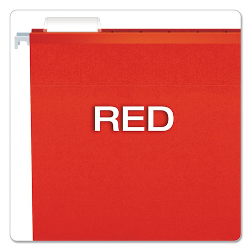 Image of Colored Reinforced Hanging Folders, Letter Size, 1/5-Cut Tabs, Red, 25/Box