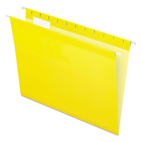 Image of Colored Reinforced Hanging Folders, Letter Size, 1/5-Cut Tabs, Yellow, 25/Box