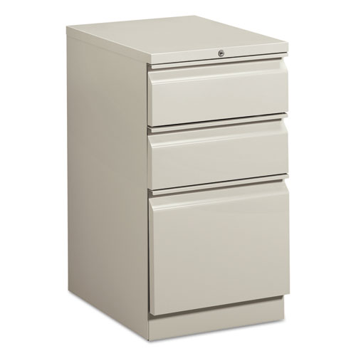 Image of Mobile Pedestals, Left or Right, 3-Drawers: Box/Box/File, Legal/Letter, Light Gray, 15" x 20" x 28"