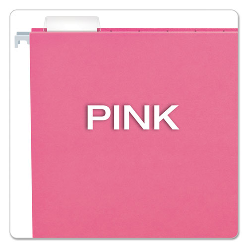Image of Pendaflex® Colored Hanging Folders, Letter Size, 1/5-Cut Tabs, Pink, 25/Box
