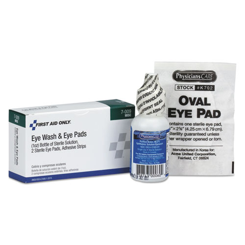 First Aid Only™ Eyewash Set W/Eyepads And Adhesive Strips, 4 Pieces
