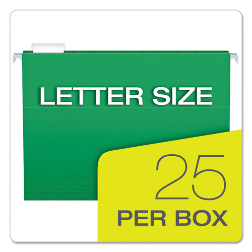 Image of Pendaflex® Colored Hanging Folders, Letter Size, 1/5-Cut Tabs, Bright Green, 25/Box