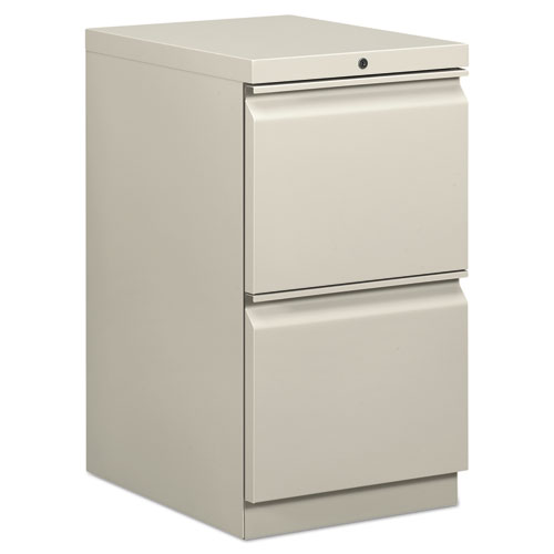 HON® Mobile Pedestals, Left or Right, 2 Legal/Letter-Size File Drawers, Light Gray, 15" x 20" x 28"