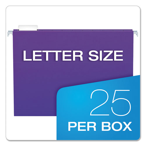 Colored Hanging Folders, Letter Size, 1/5-Cut Tabs, Violet, 25/Box