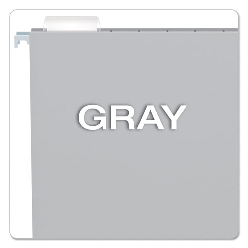 Colored Hanging Folders, Letter Size, 1/5-Cut Tab, Gray, 25/Box