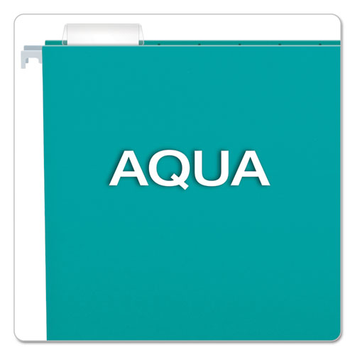 Colored Hanging Folders, Letter Size, 1/5-Cut Tabs, Aqua, 25/Box