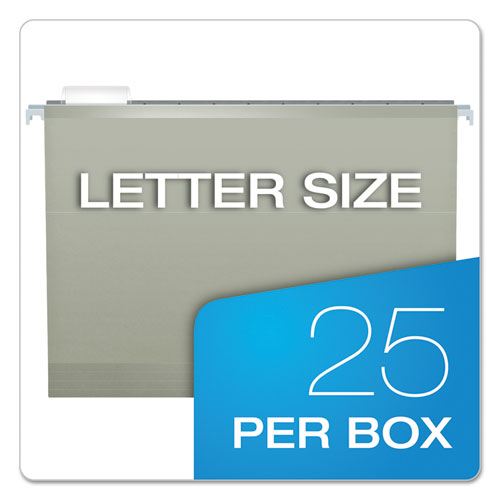 Image of Pendaflex® Colored Reinforced Hanging Folders, Letter Size, 1/5-Cut Tabs, Gray, 25/Box